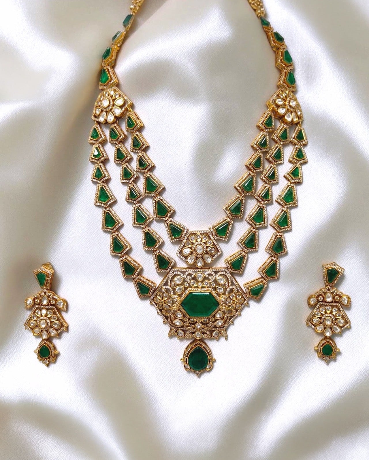Layered Emerald Bridal Necklace Set