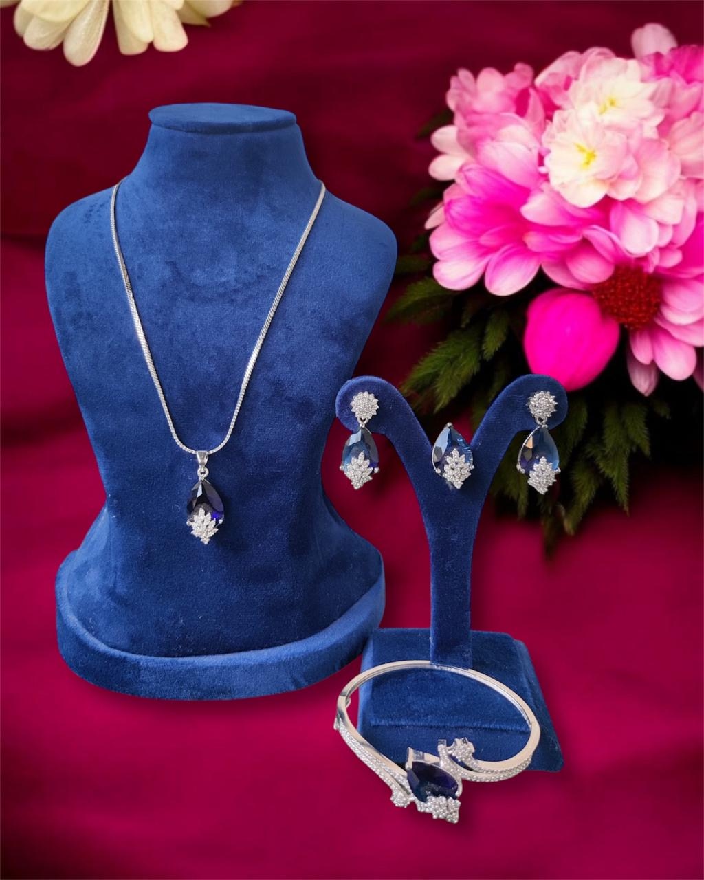Classic Diamond Necklace & Bracelets Combo
