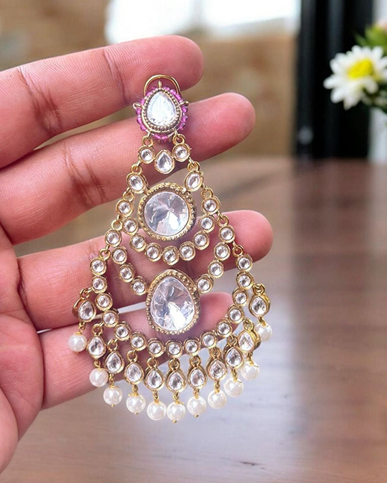 Alia Bhatt Inspired Kundan Polki Earrings