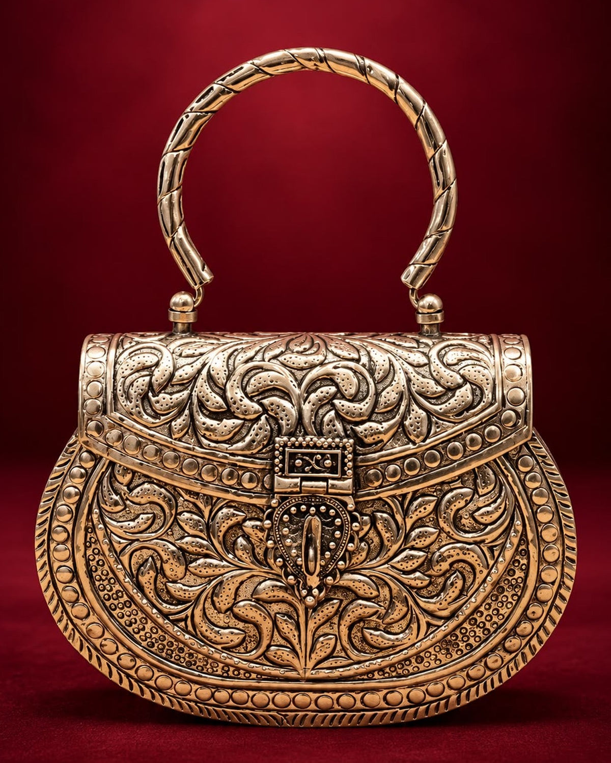 Classic Ethnic Style Metal Brass Clutch Bag