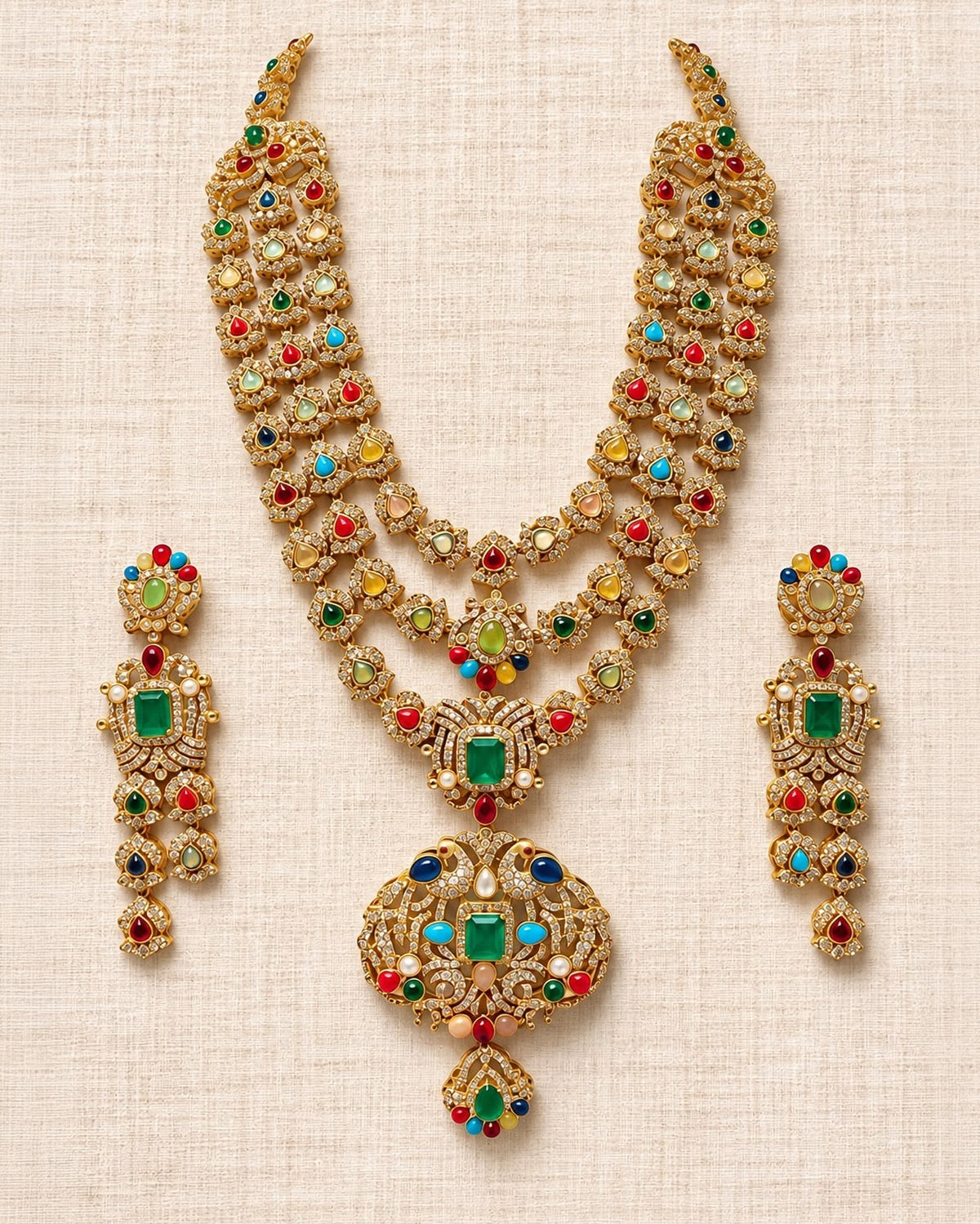 Multicolour Golden Layered Necklace Set