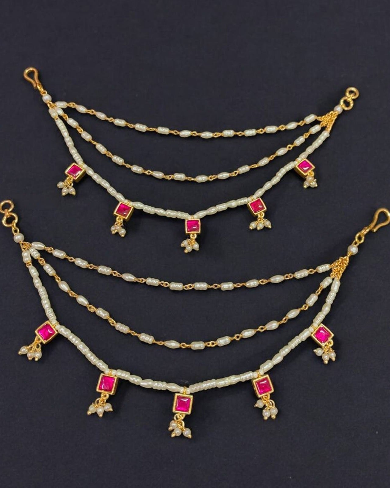 Pink Beads Earchain