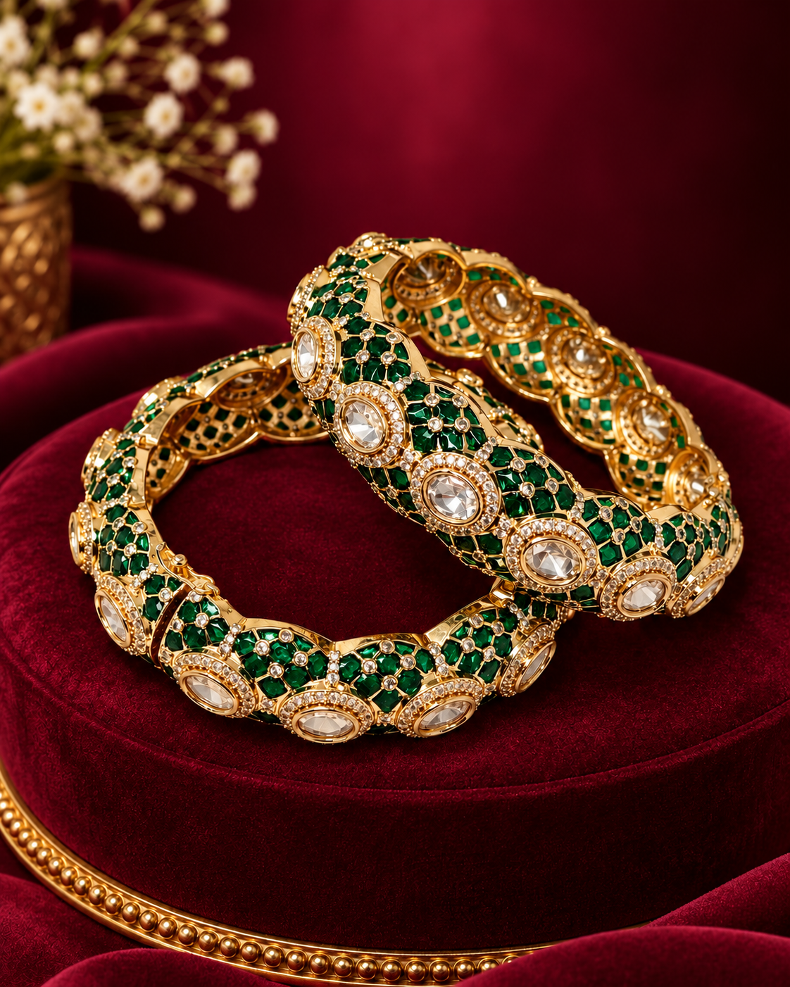 Emerald Royal Polki Bangles