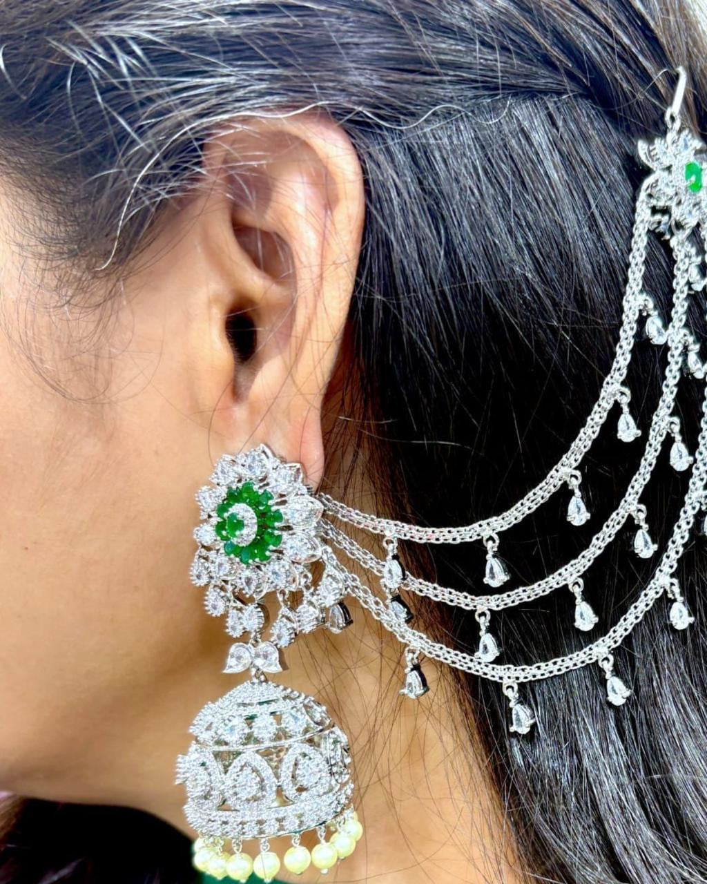 2-in-1 Jhumka earrings with detachable Ear-chains