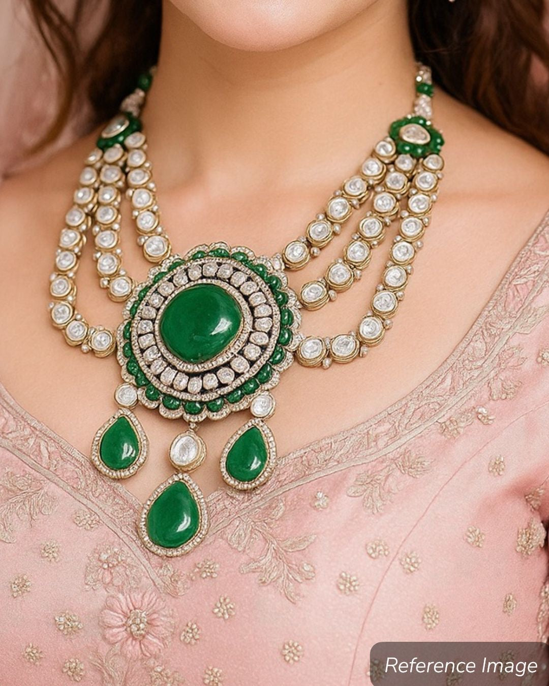 Emerald Long Kundan Necklace