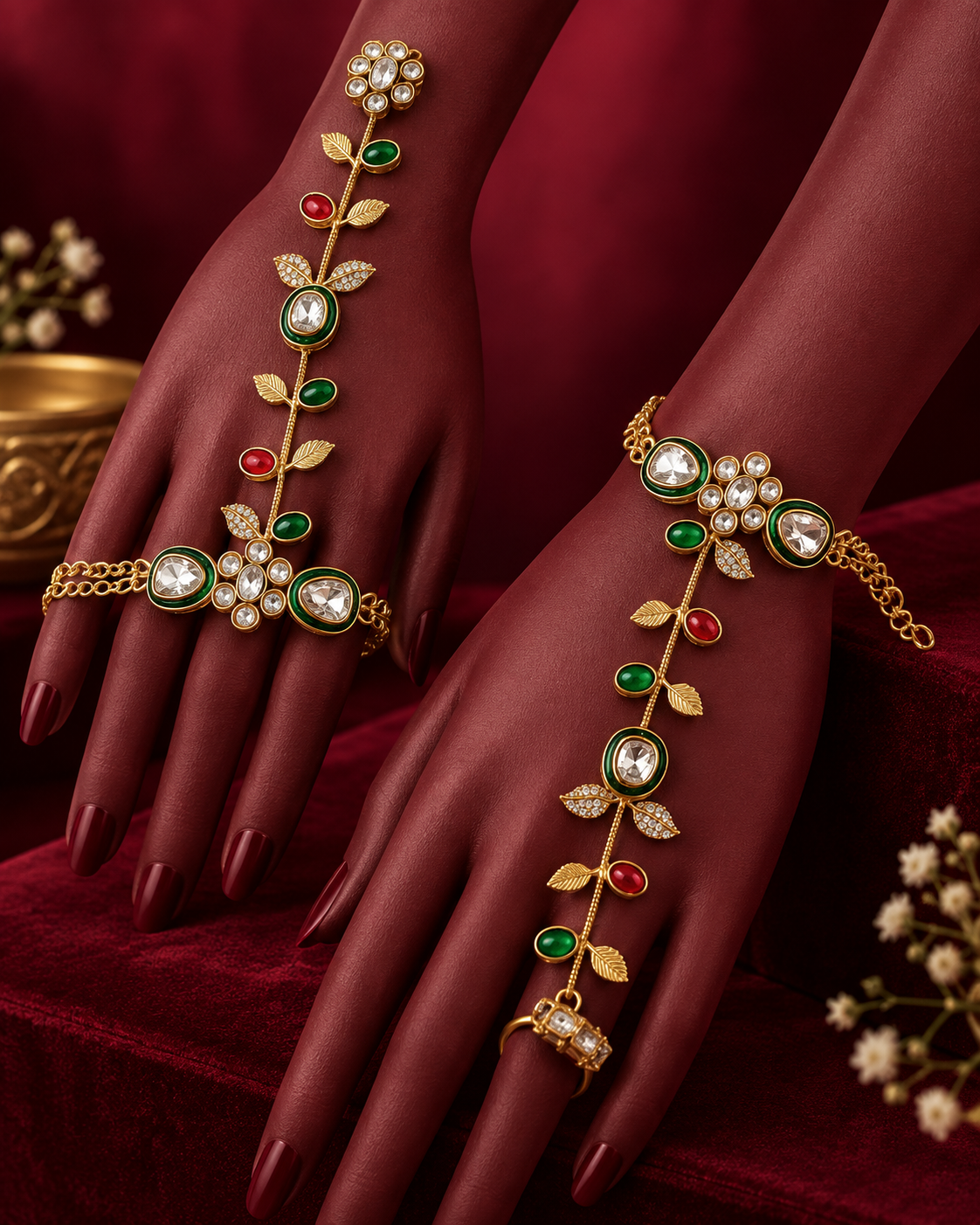 Multicolor Kundan Hathphool
