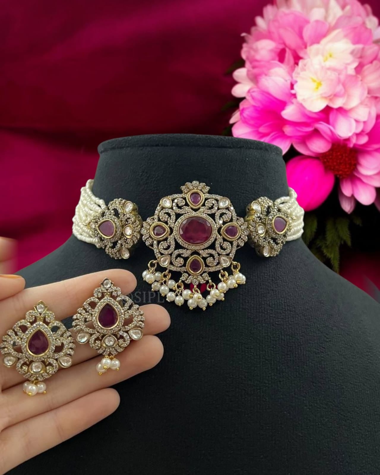 Pearl Kundan Statement Choker