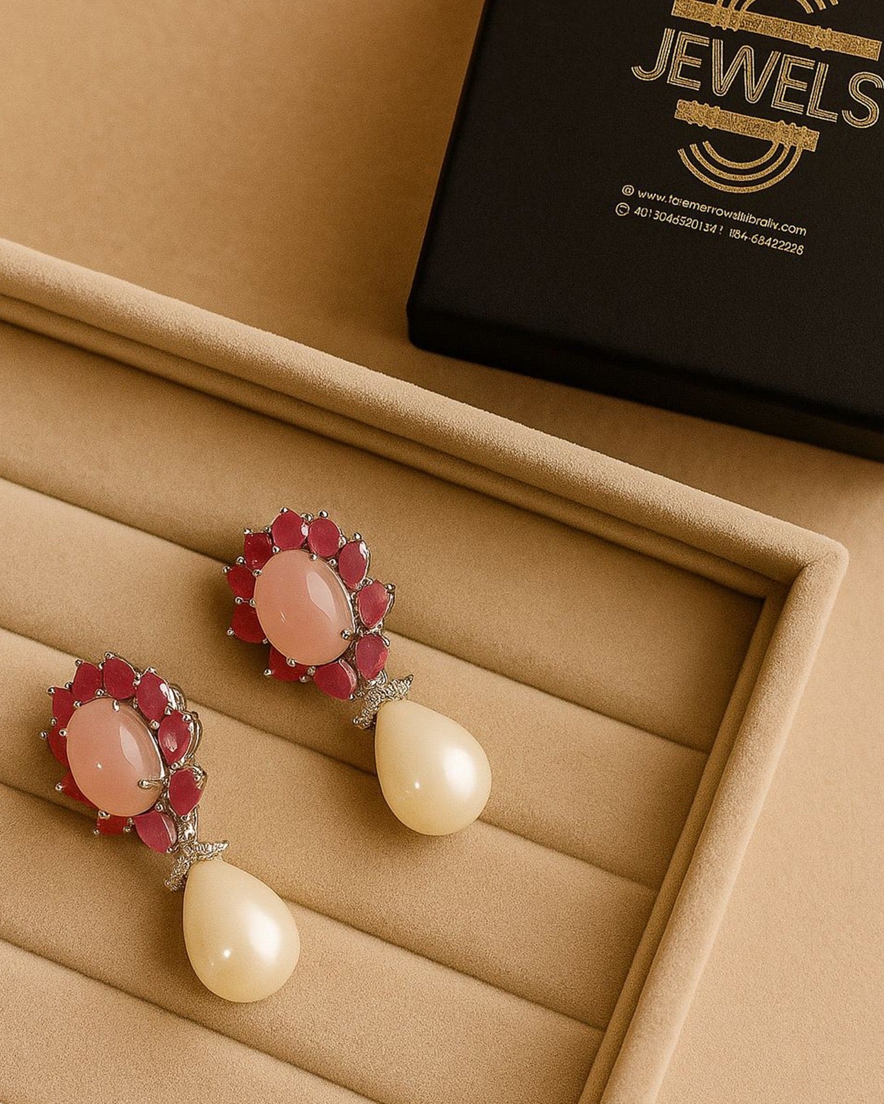Rosy Glow Pearl Drop Earrings