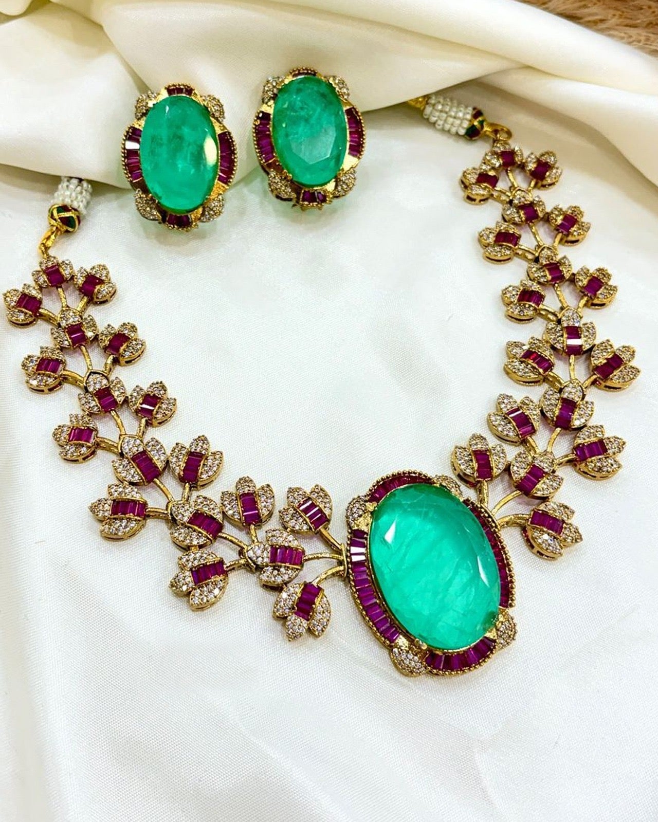 Kundan Polki Doublet Stone Necklace Set