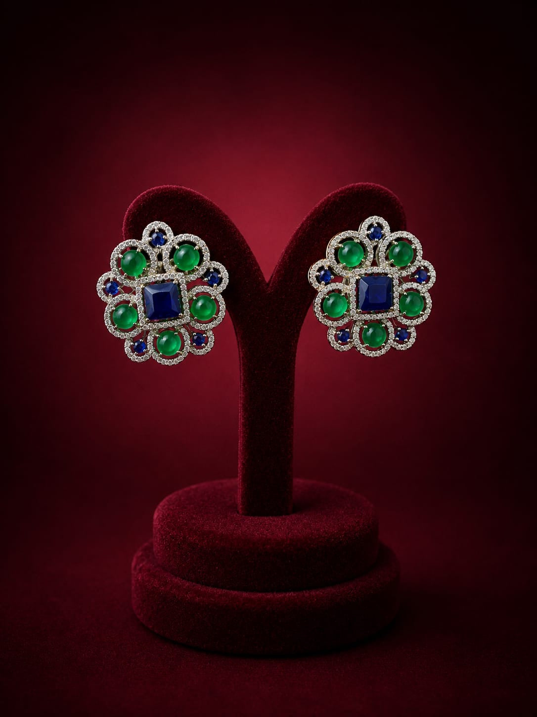 Regal Gemstone Floral Studs