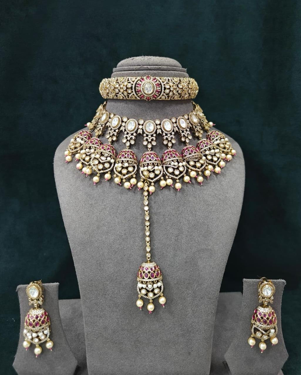 Royal Polki Kundal Necklace Set