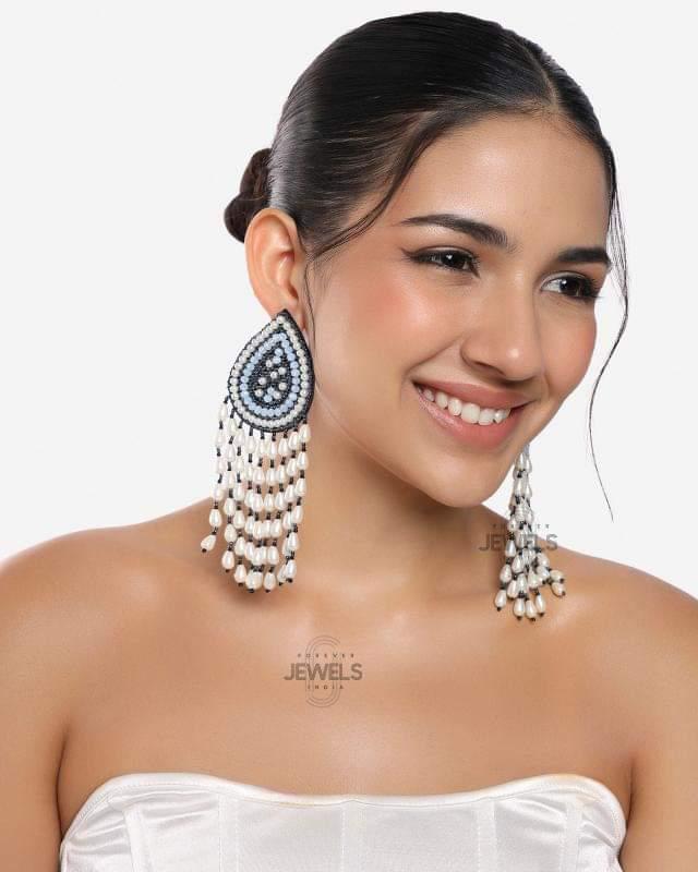Pearl Drop Beaded Earrings