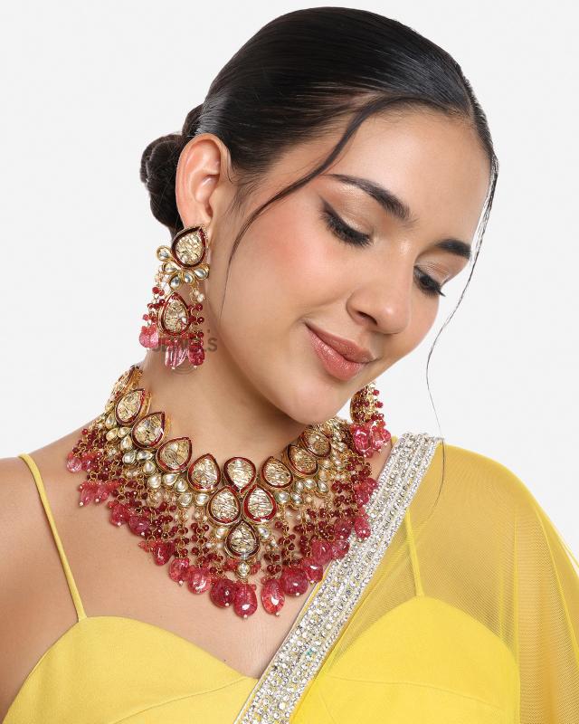 pink necklace set