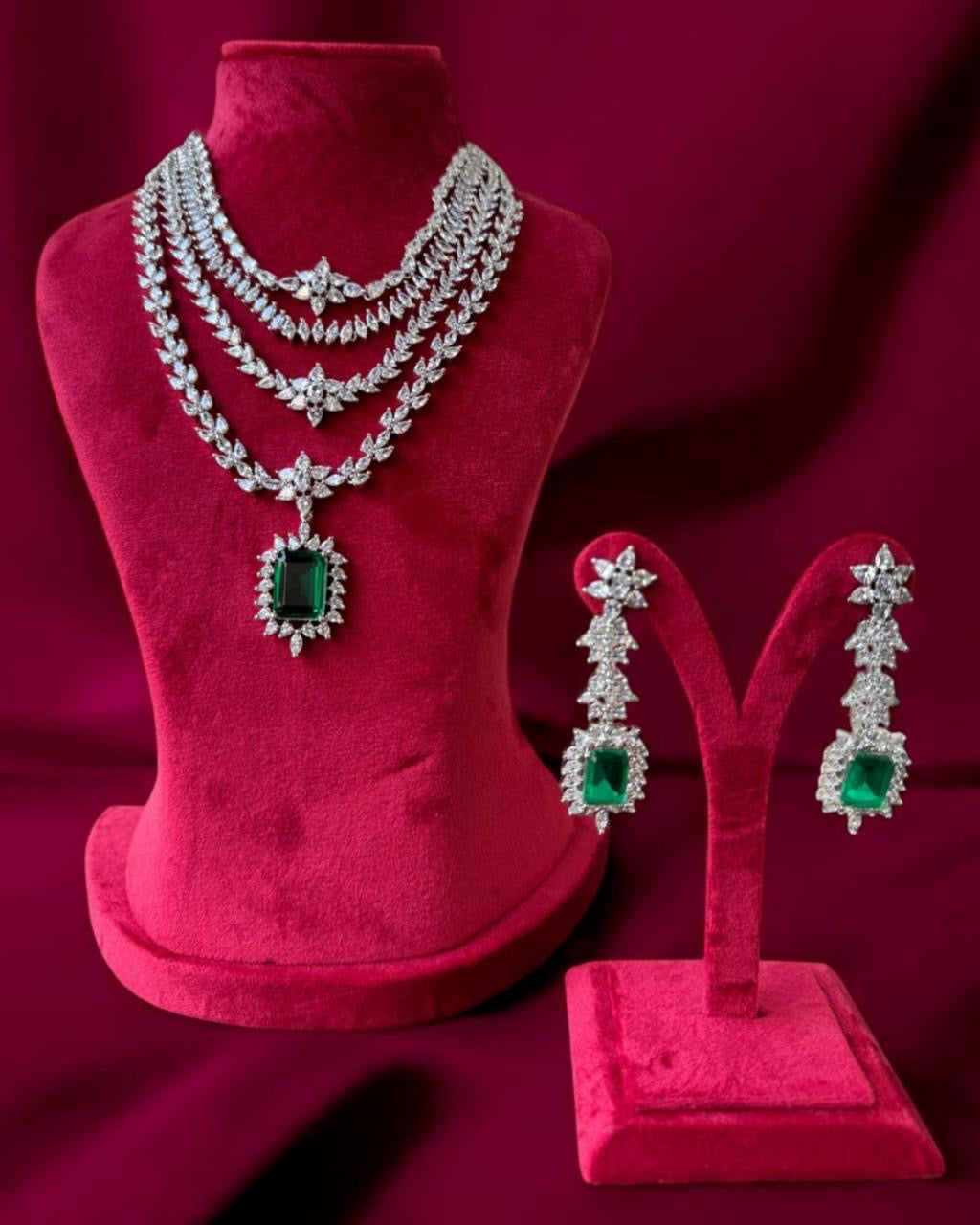 4 Layered Diamond Necklace Set