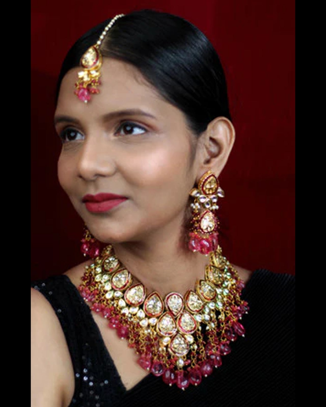Pink Kundan Set