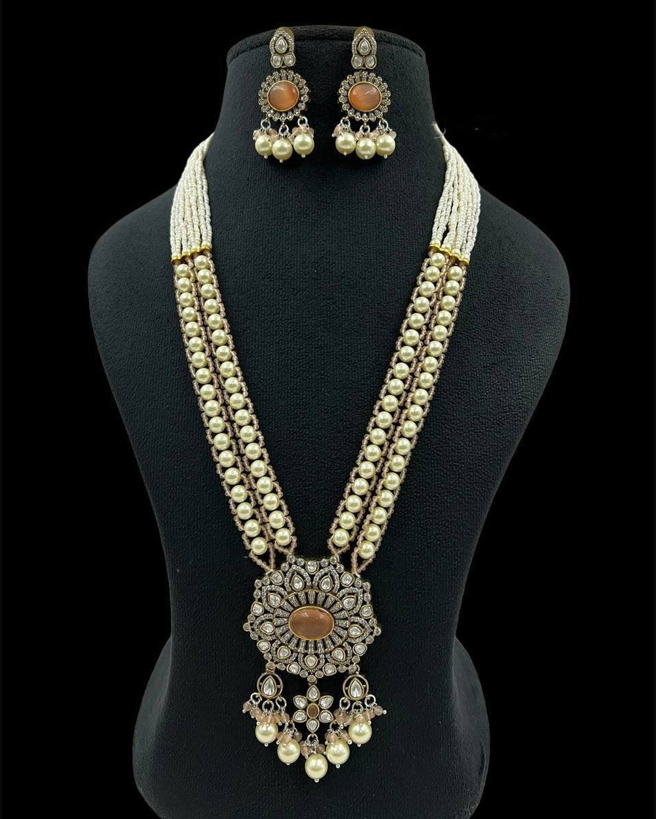 Long Floral Kundan Set