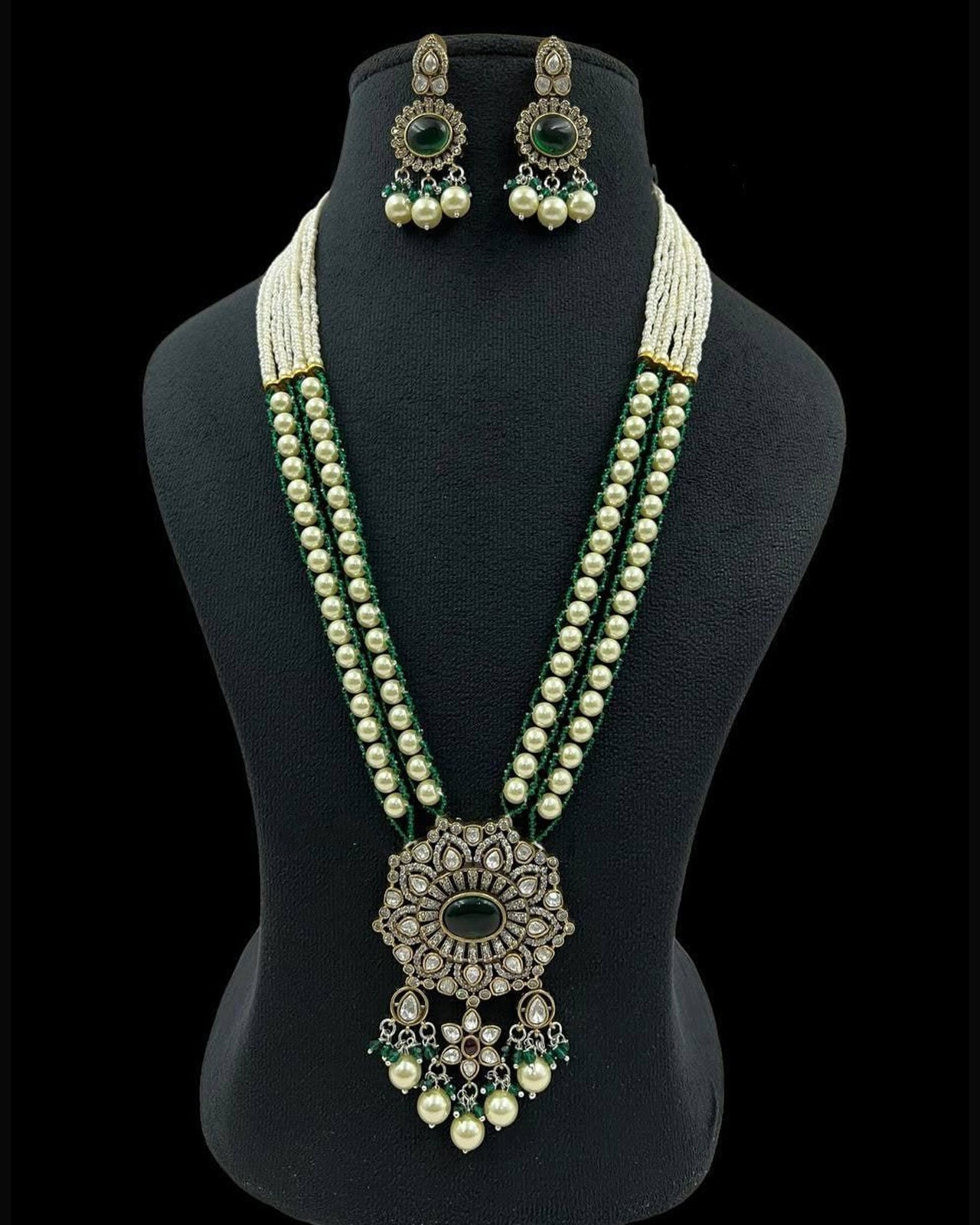 Long Floral Kundan Set