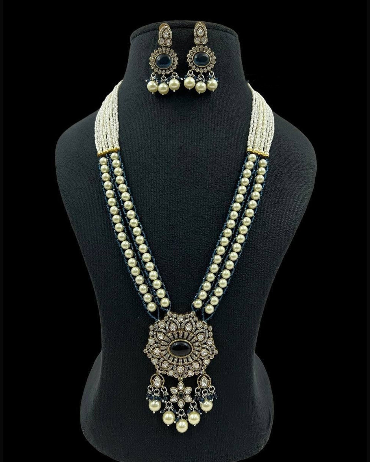 Long Floral Kundan Set