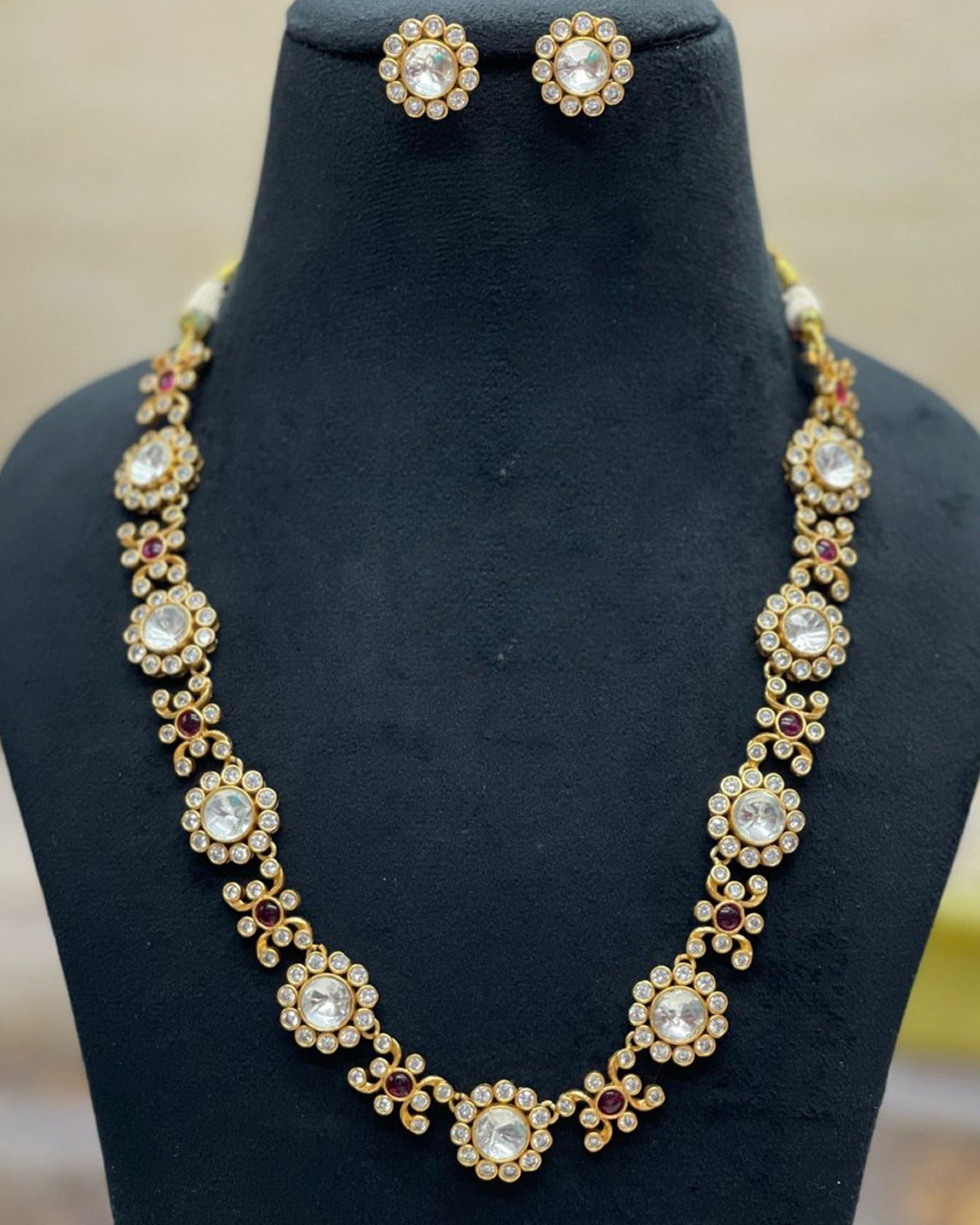 Long Moissanite Polki Necklace