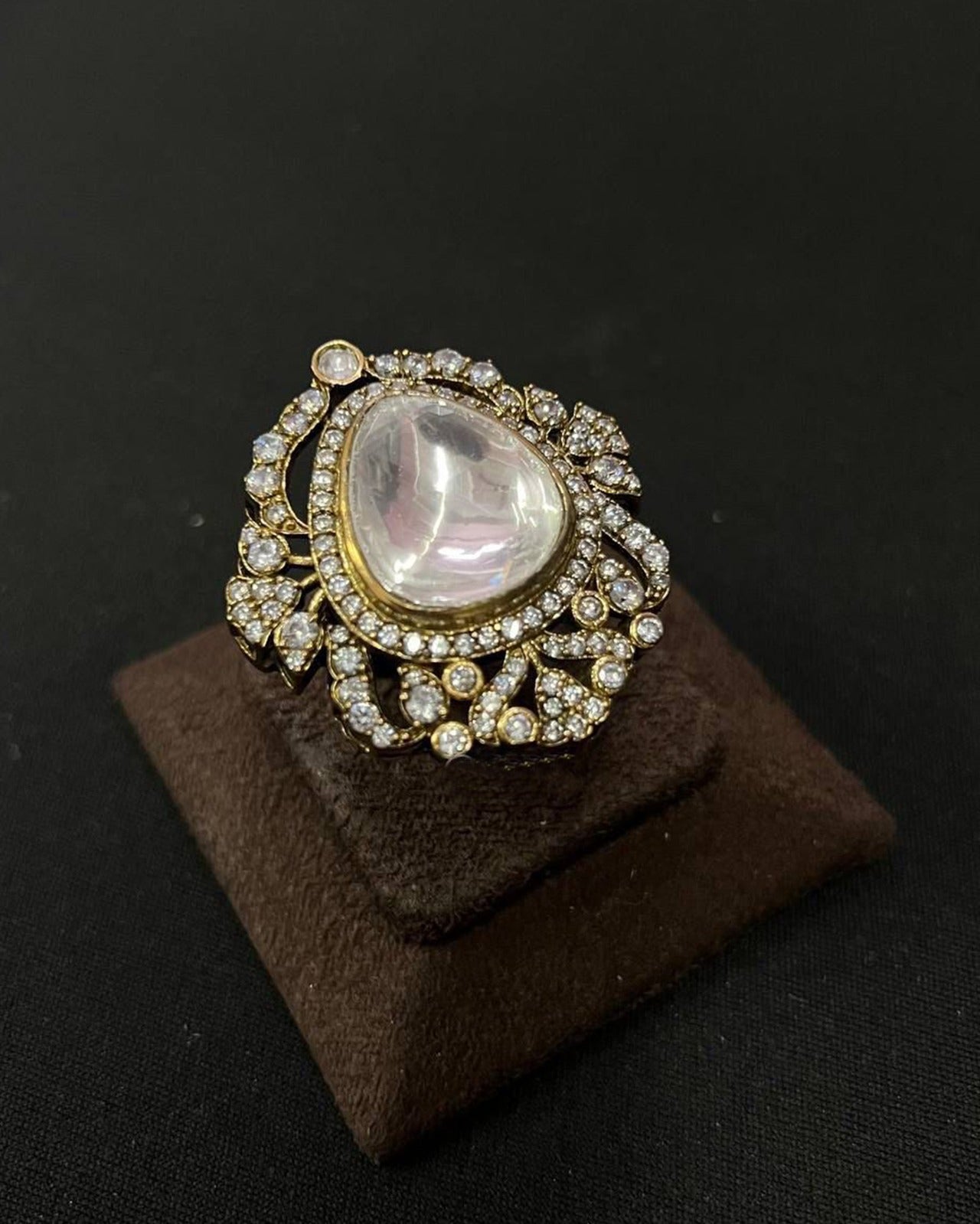 Adjustable Moissanite Kundan Ring