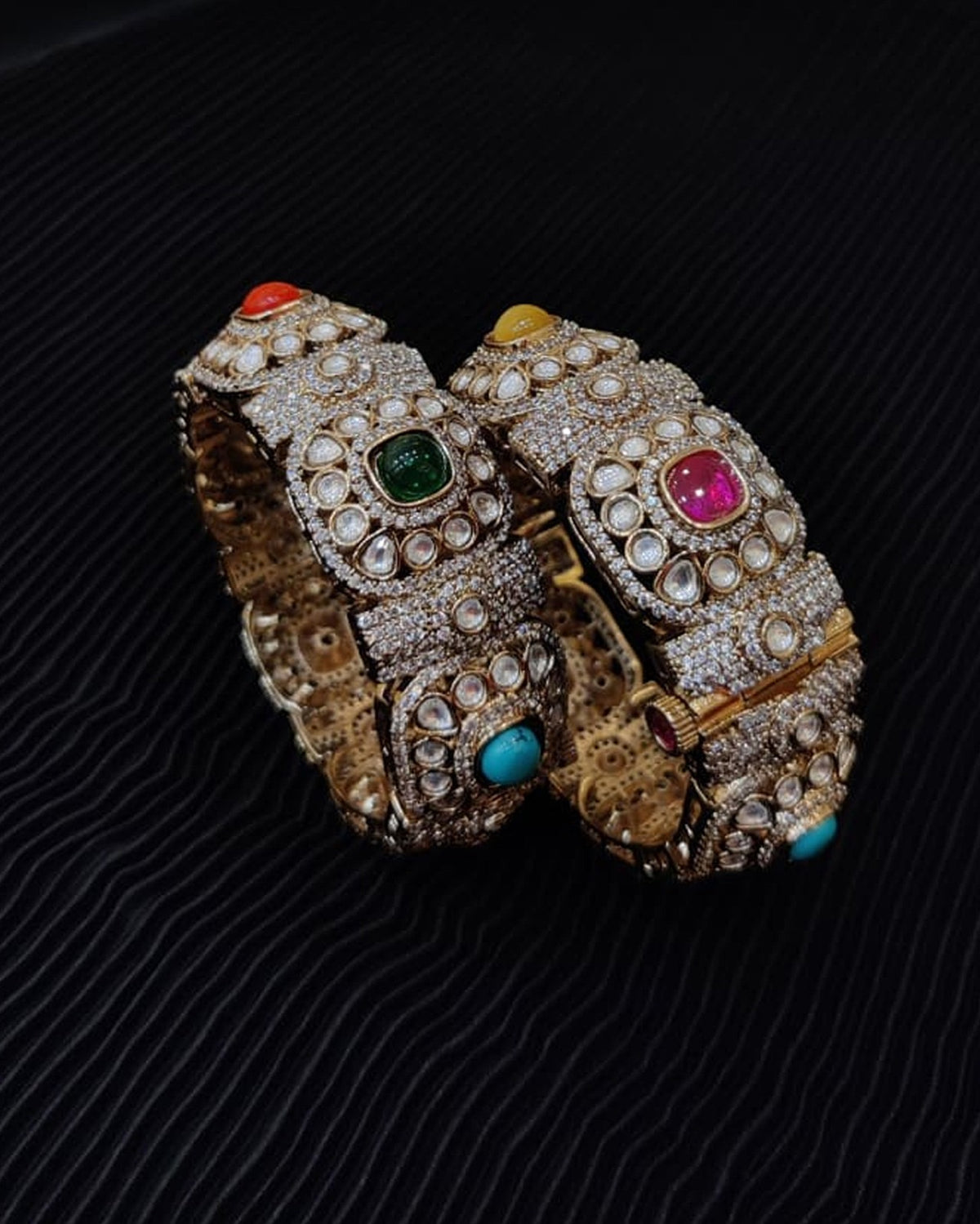 Multicolor Kundan & Polki Kadas