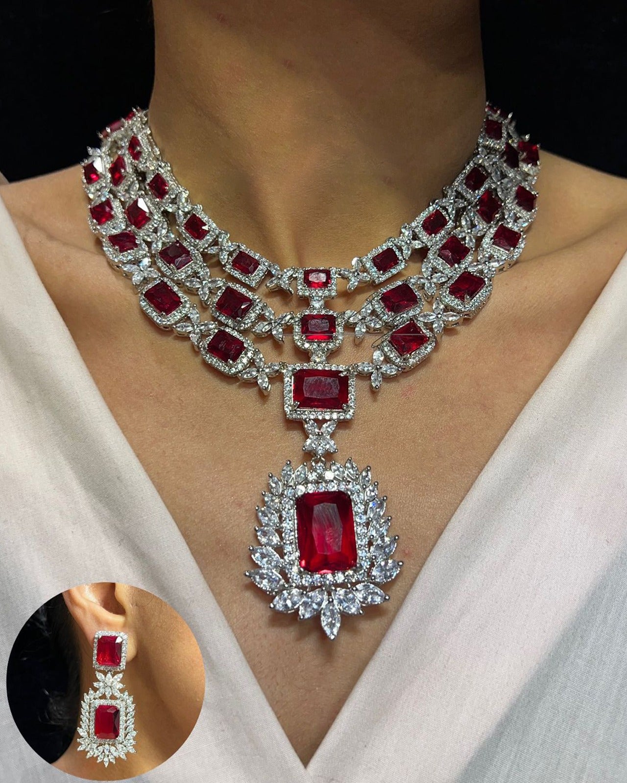 Elegant Diamond Necklace Set