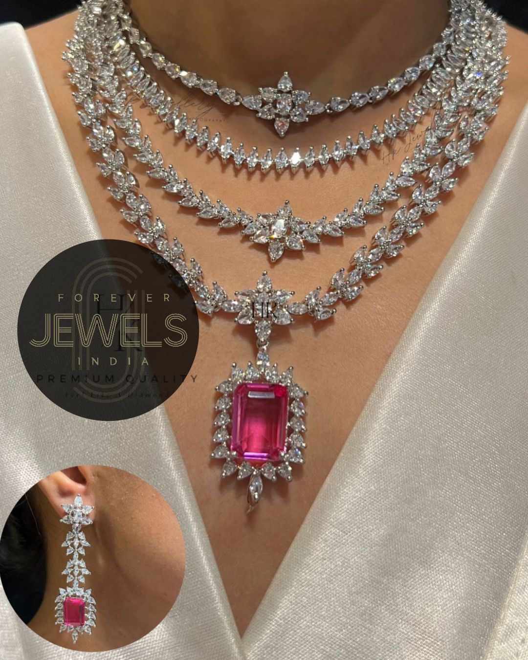 4 Layered Diamond Necklace Set