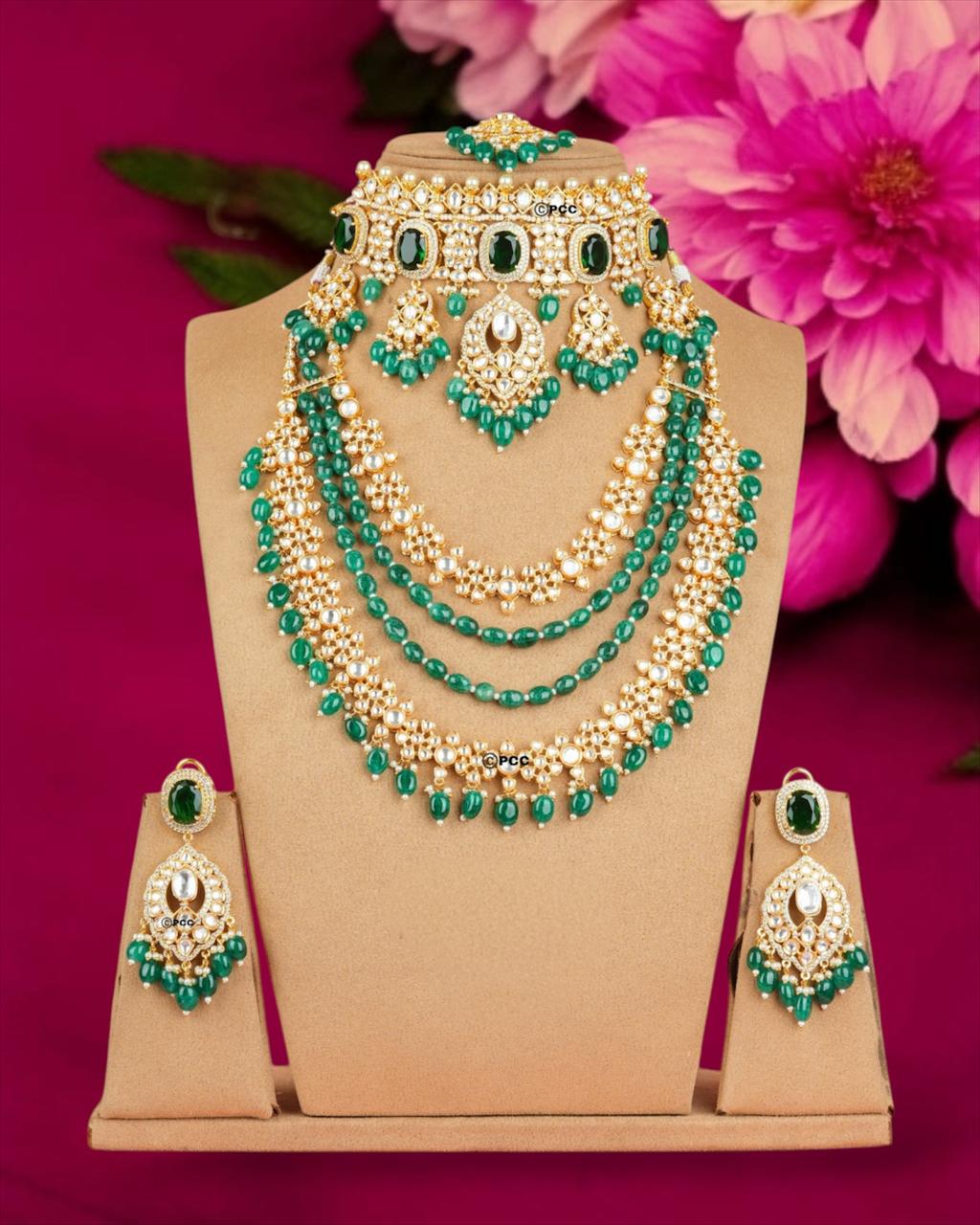 Green Exclusive Bridal Necklace Set