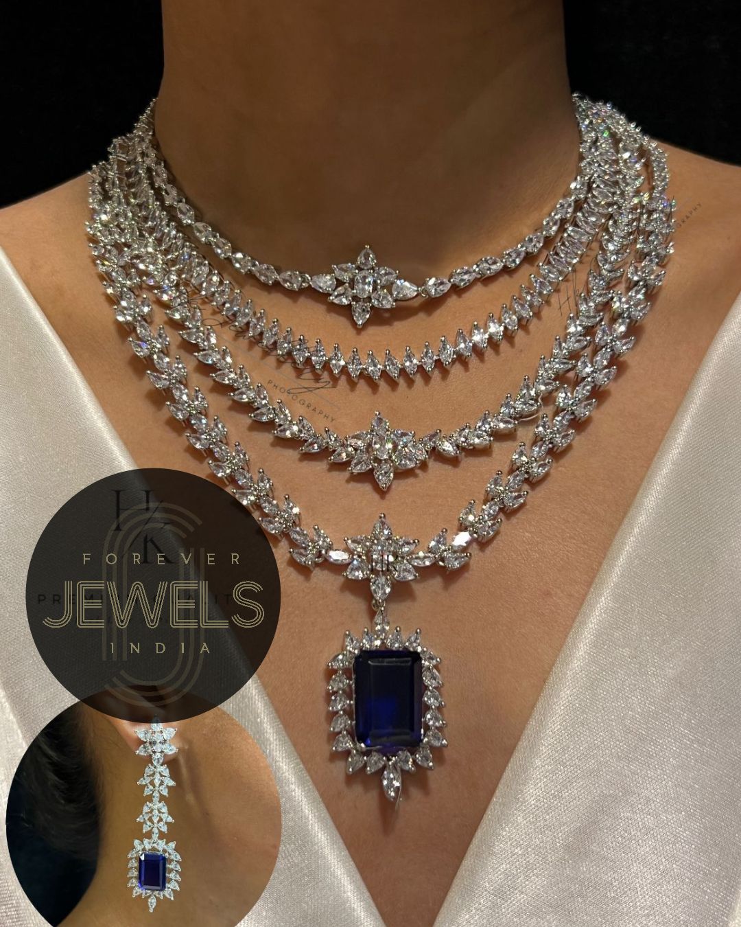 4 Layered Diamond Necklace Set