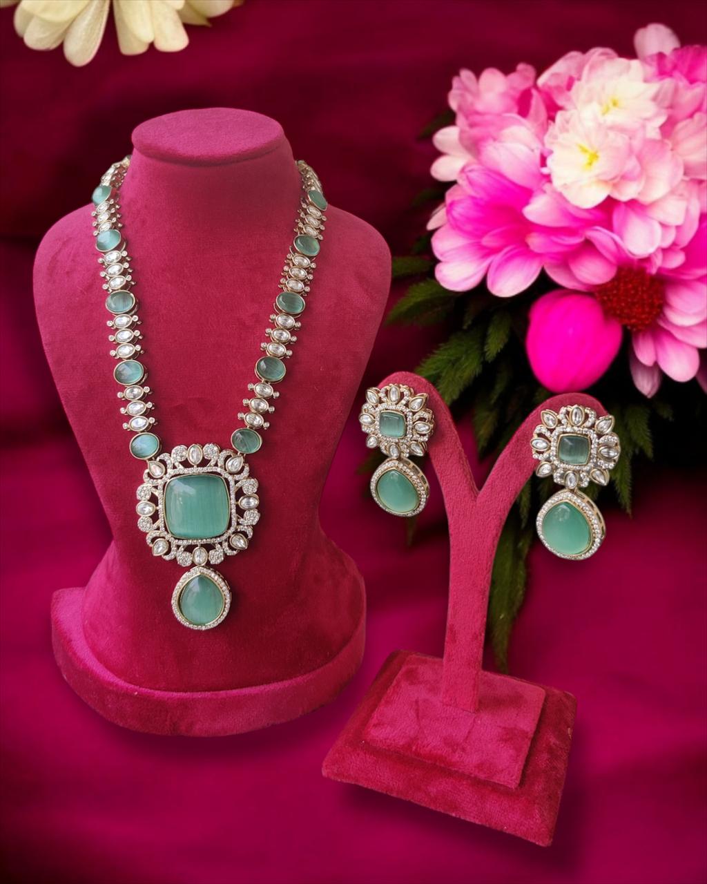 Mint Polki Kundan Necklace