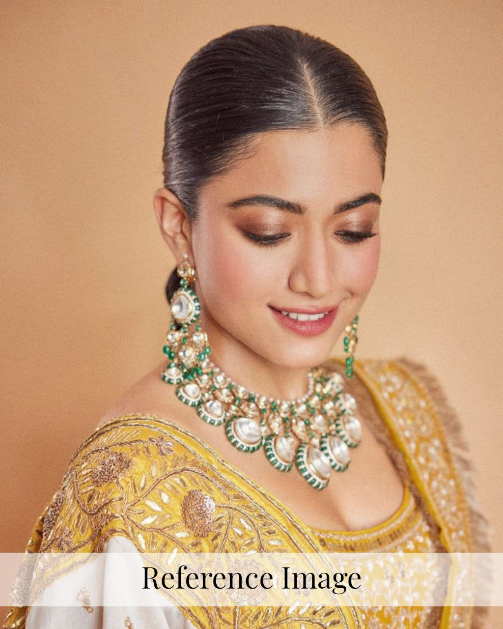 Rashmika Mandana Inspired Polki Bridal Necklace