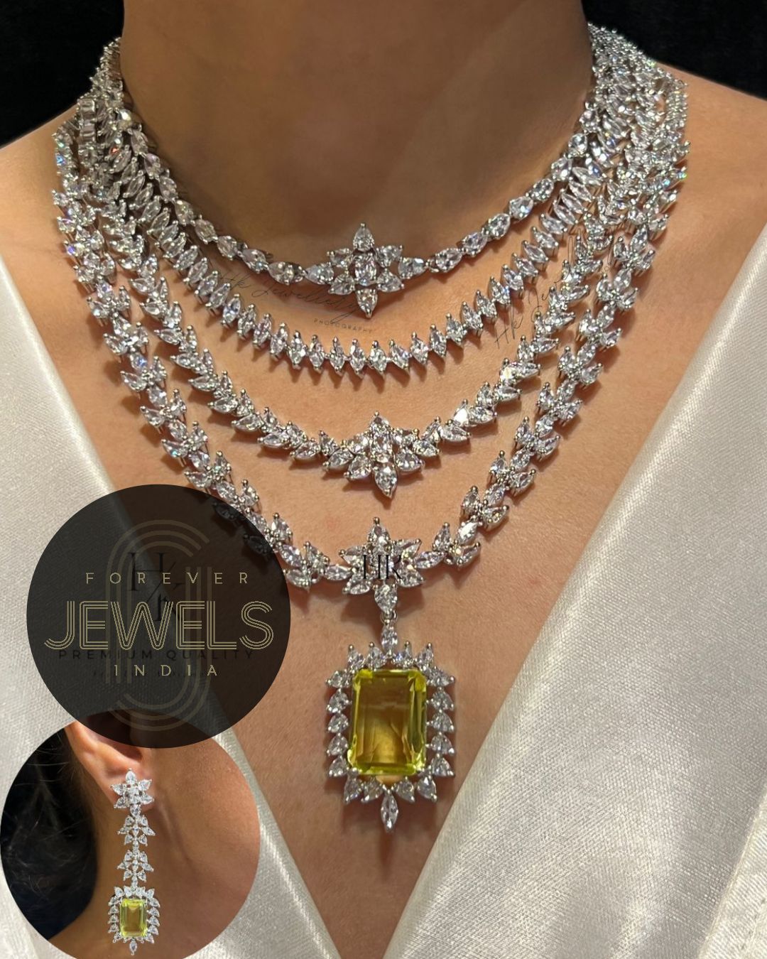4 Layered Diamond Necklace Set
