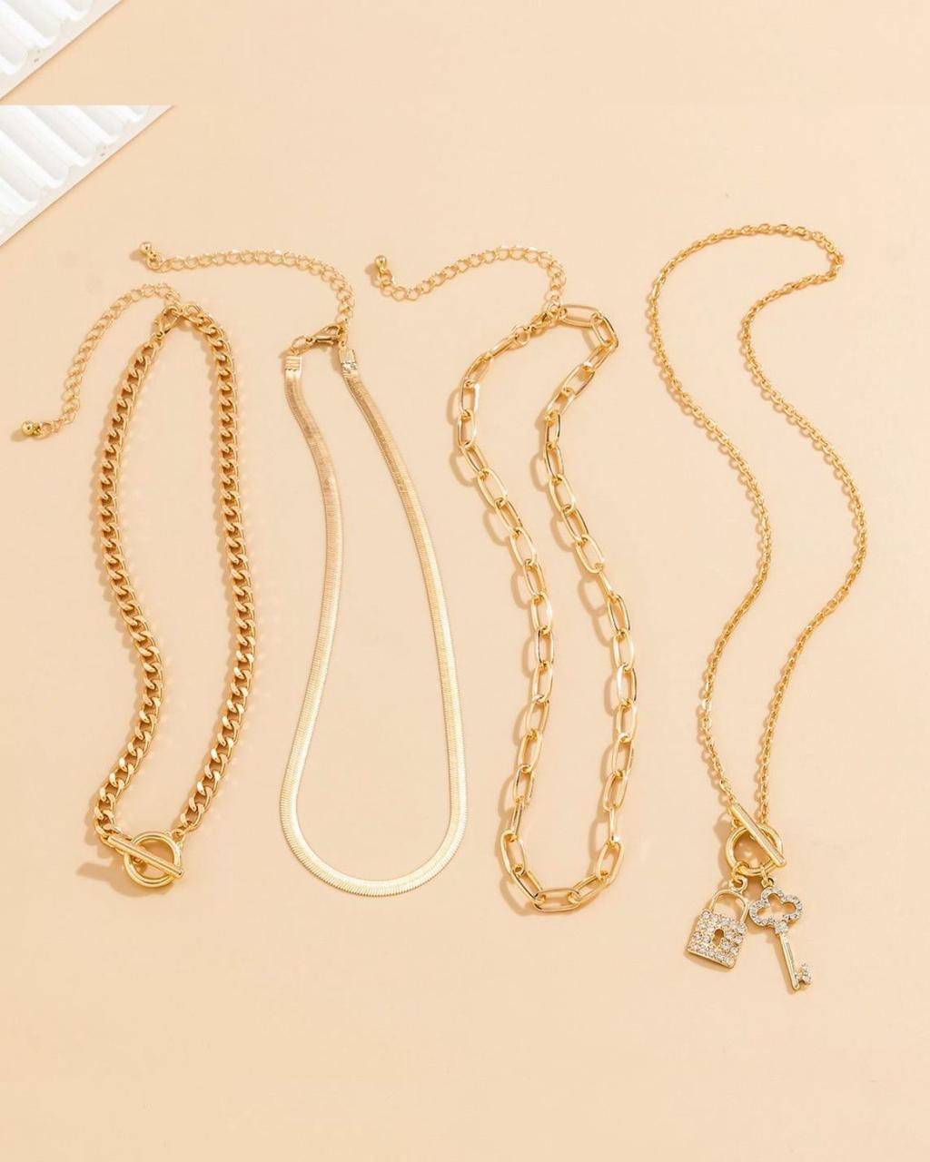 Key Lock Layer Chain Necklace