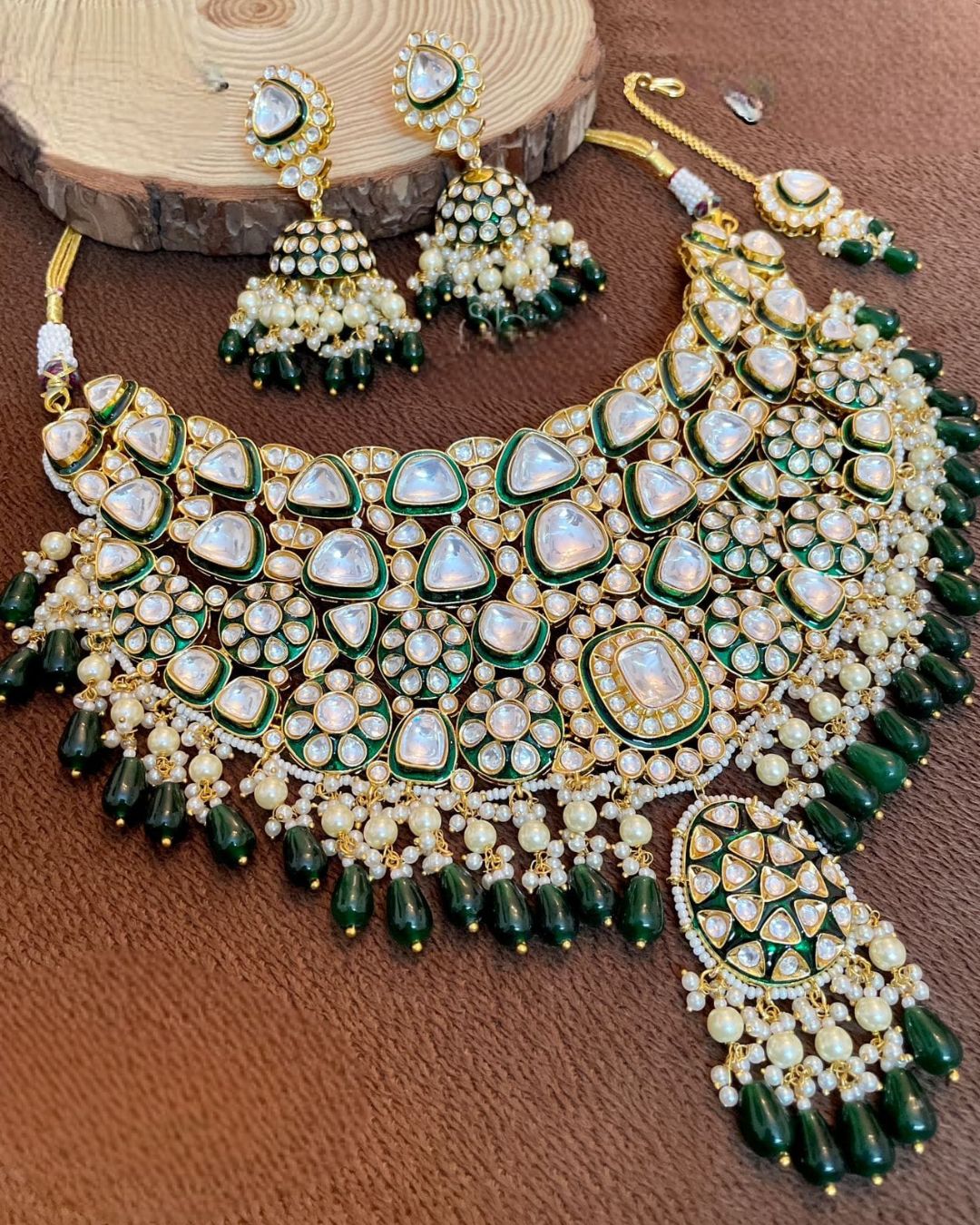 Fine Kundan Polki Necklace Set - Main Image