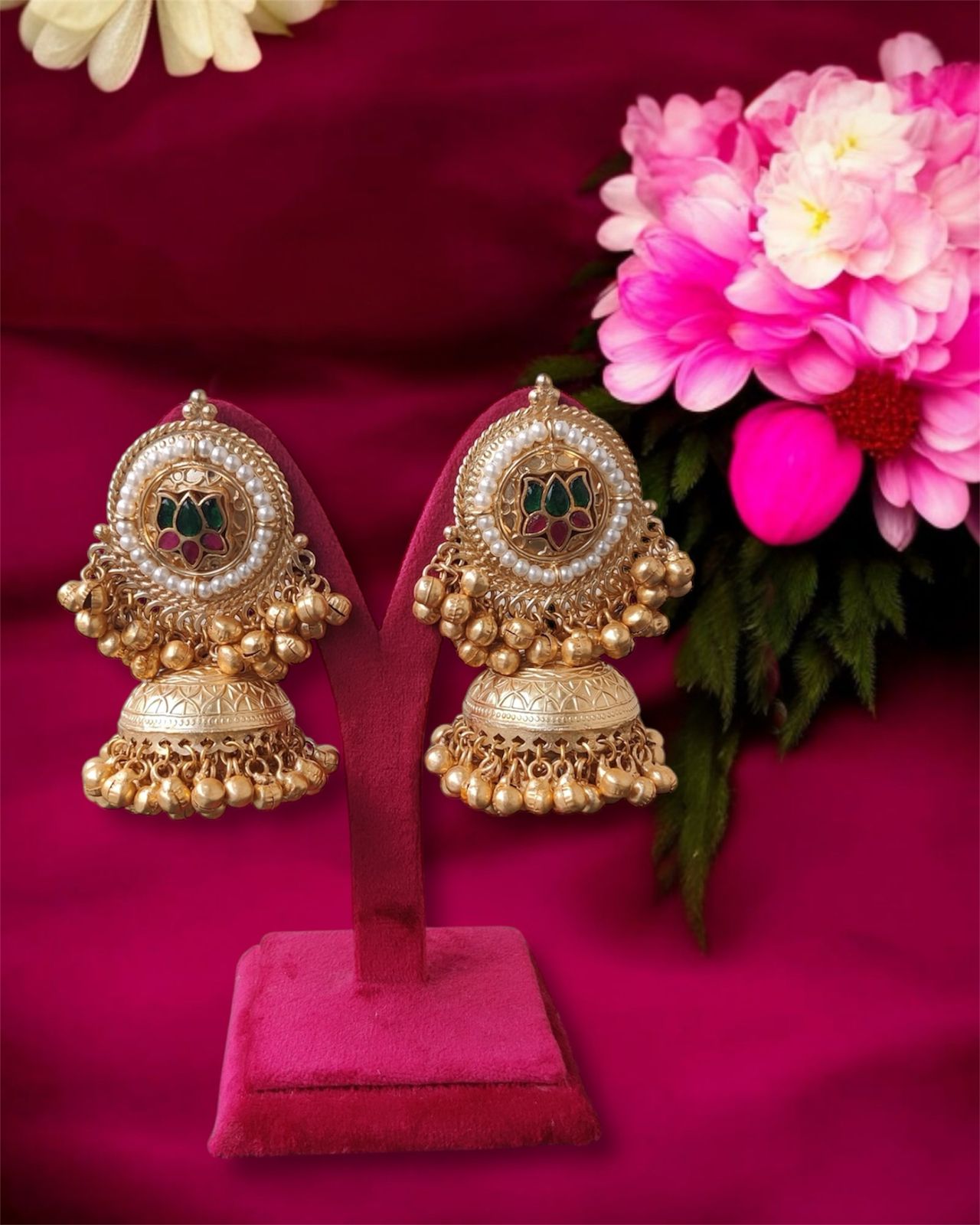 Lotus Ghugroo Earrings