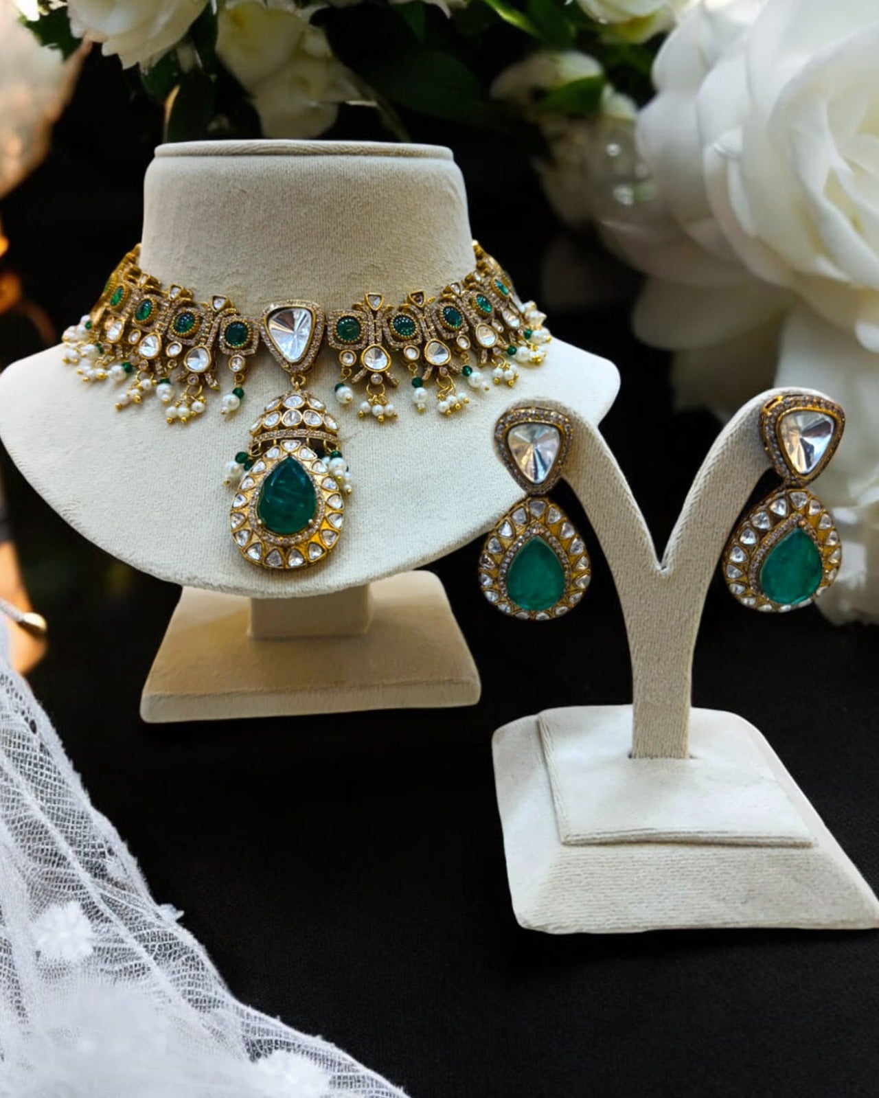 Moissanite Kundan Polki Choker Set