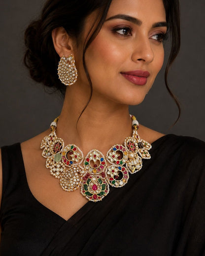 Navratan Bloom Necklace Set