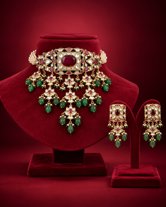 Red Kundan Beads Beauty
