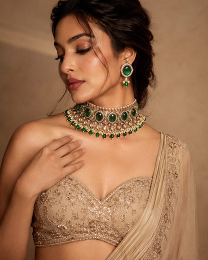Emerald Kundan Studded Choker