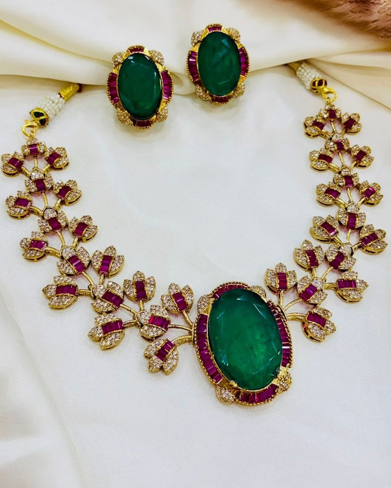 Kundan Polki Doublet Stone Necklace Set