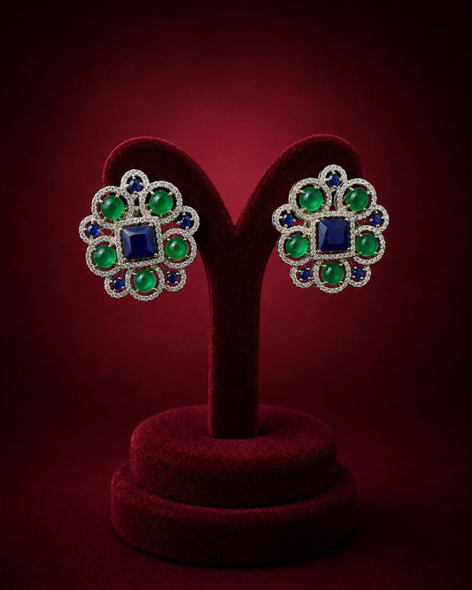 Regal Gemstone Floral Studs