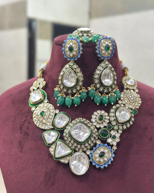 Moissanite Polki Royal Necklace Set