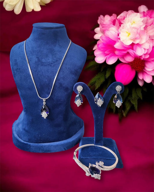 Classic Diamond Necklace & Bracelets Combo