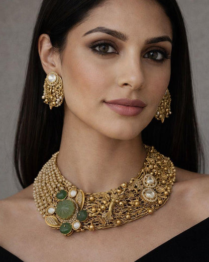 Golden Statement Necklace Set