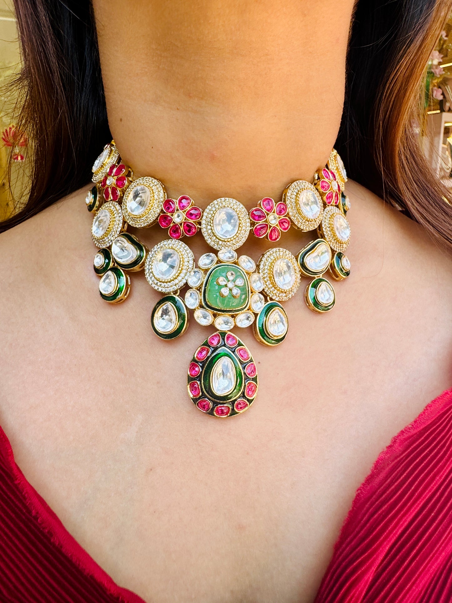 Kundan Polki Bridal Choker Necklace Set