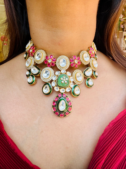 Kundan Polki Bridal Choker Necklace Set