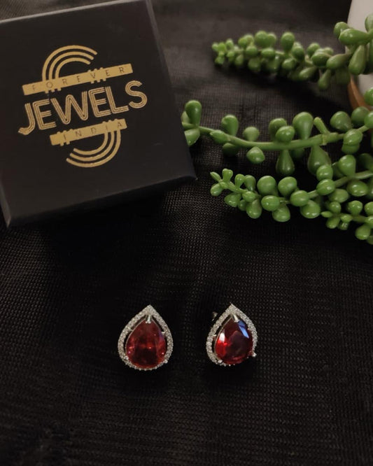 Red Shining Stud Earrings