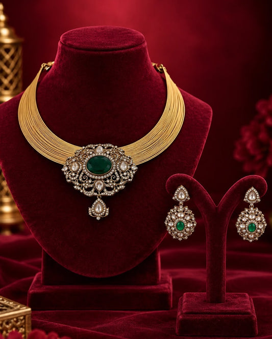 Elegant Fashion Kundan Choker Necklace Set For Bridal Festive Wear Traditional Indian Jewelry