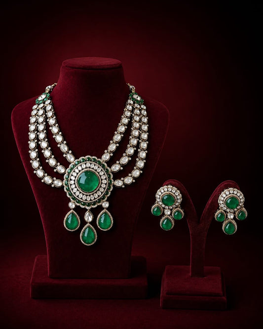 Emerald Long Kundan Necklace