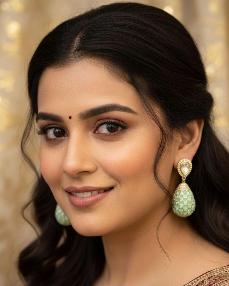 Meenakari Polki Droplet Earrings